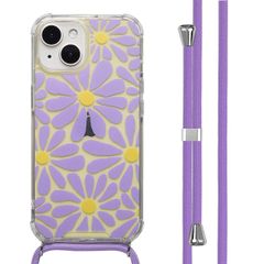 imoshion Design Hülle mit Band Apple iPhone 15 - Tropical Violet Flowers Connect