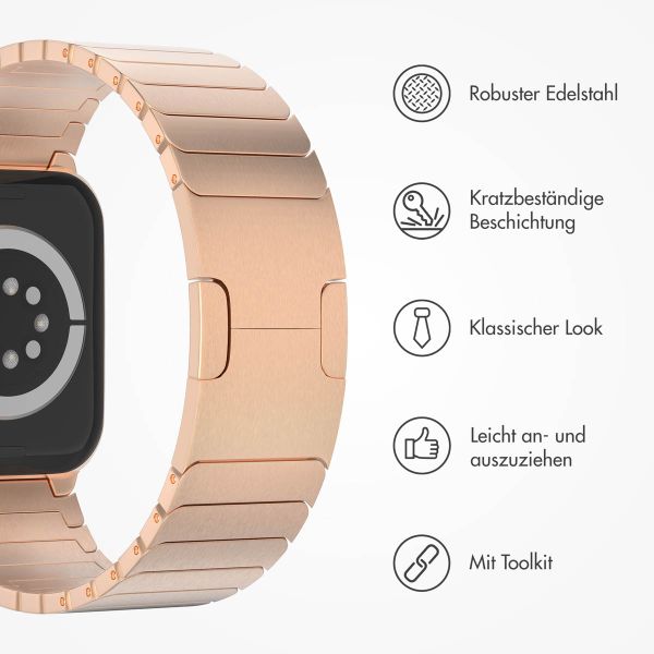 Selencia Gliederarmband aus Edelstahl für die Apple Watch Series 1 bis 9 / SE (38/40/41 mm) | Series 10 (42 mm) - Roségold