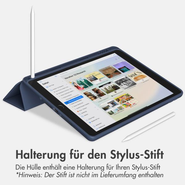 Accezz Smarte Klapphülle aus Silikon Apple iPad 9 (2021) 10.2 Zoll / iPad 8 (2020) 10.2 Zoll / iPad 7 (2019) 10.2 Zoll - Dunkelblau