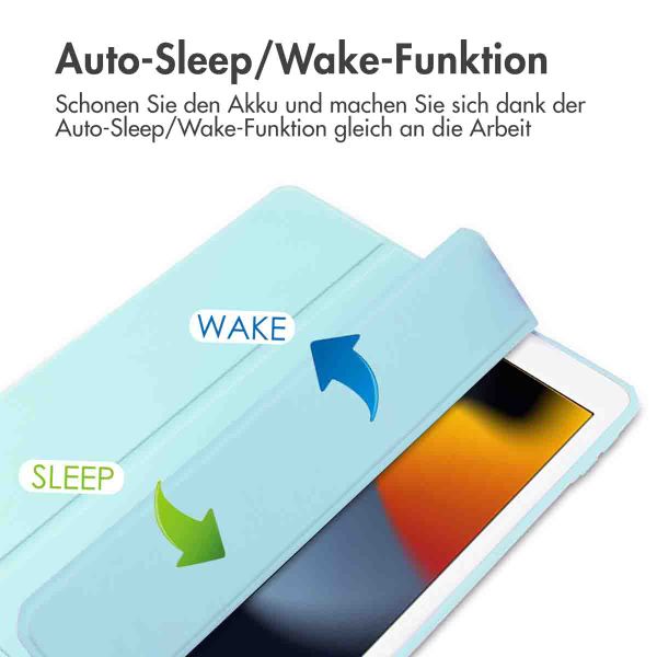 imoshion Trifold Hardcase Klapphülle Apple iPad 9 (2021) 10.2 Zoll / iPad 8 (2020) 10.2 Zoll / iPad 7 (2019) 10.2 Zoll - Hellblau