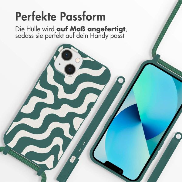 imoshion Silikonhülle design mit Band für das iPhone 13 - Petrol Green Groovy