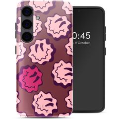 Selencia Vivid Back Cover Samsung Galaxy S24 - Wavy Smiley Pink