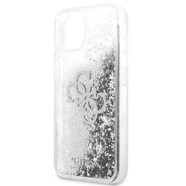 Guess 4G Logo Liquid Glitter Back Cover für das iPhone 13 Mini - Silver