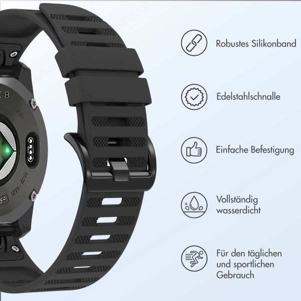 imoshion QuickFit® Silikonarmband Stripe für die Garmin Watch | 22 mm Anschluss - Schwarz