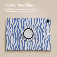 imoshion 360° drehbare Design Klapphülle für das Samsung Galaxy Tab A9 Plus - White Blue Stripes