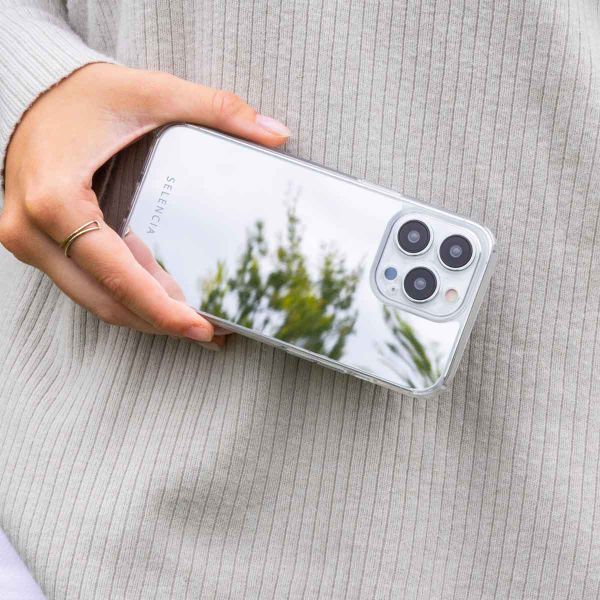 Selencia Mirror Back Cover Apple iPhone 12 (Pro) - Silber