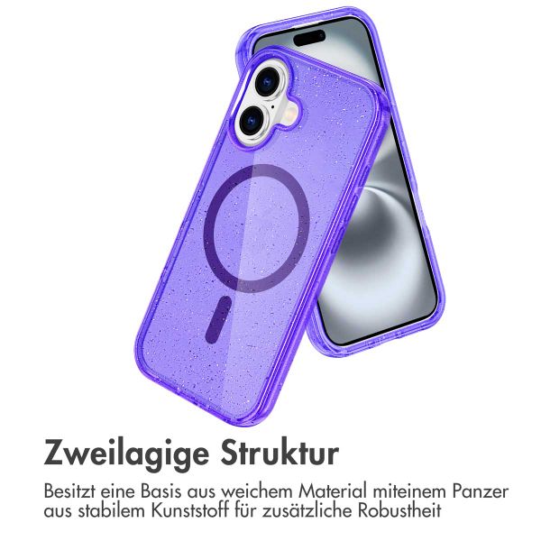 imoshion Sparkle Back Cover mit MagSafe für das Apple iPhone 16 - Glitzer Violett