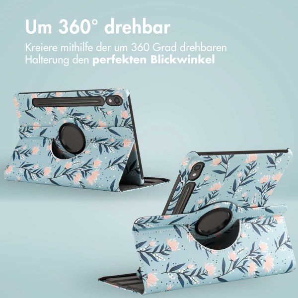 imoshion 360° drehbare Design Klapphülle Samsung Galaxy Tab S9 11.0 Zoll - Flowers
