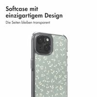 imoshion Design Hülle Apple iPhone 15 - Smoke Green Flowers