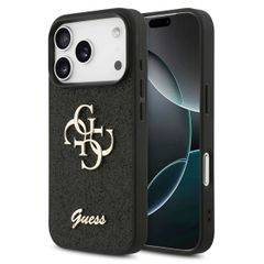 Guess 4G Metal Logo Back Cover mit Glitter Apple iPhone 17 Pro - Schwarz