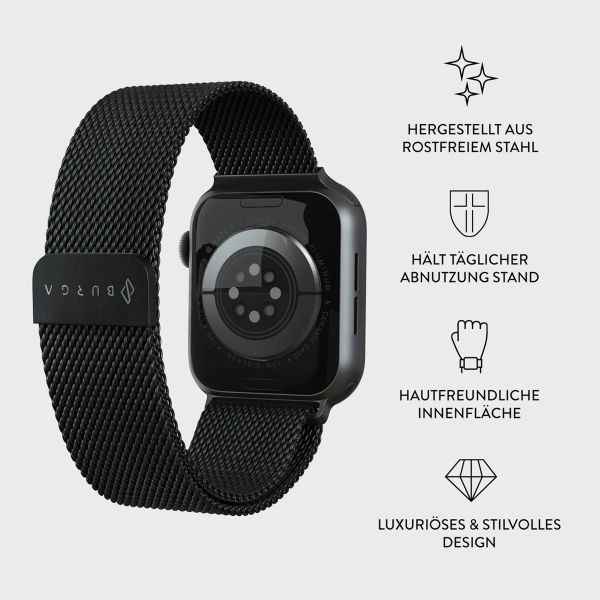 Burga Mailändische armband für das Apple Watch Series 1 bis 10 / SE / Ultra (2) (44/45/46/49 mm) - Schwarz