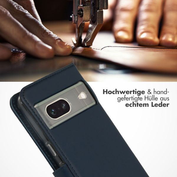 Selencia Echtleder Klapphülle Google Pixel 7 - Blau