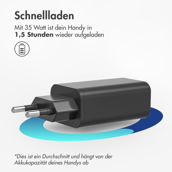 imoshion 35 Watt Ladegerät | Mit 2 USB-C-Anschlüssen - Schwarz