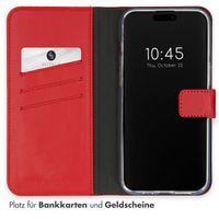 Selencia Echtleder Klapphülle Apple iPhone 15 Pro Max - Rot