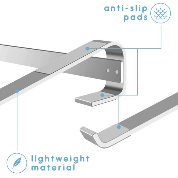 imoshion Laptop, Standardausführung für den Schreibitsch – verstellbar – maximal 18 Zoll – Aluminium – silberfarben