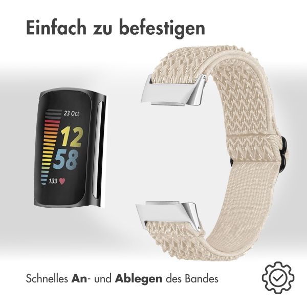 imoshion Elastisches Nylonarmband für das  Fitbit Charge 5 - Beige