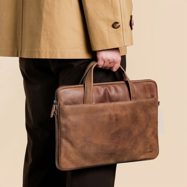Accezz Leather Laptoptasche 16 Zoll - Cognac
