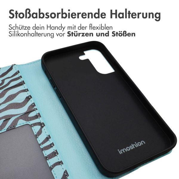 imoshion Design Klapphülle für das Samsung Galaxy S21 - Black Blue Stripes