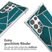imoshion Design Hülle mit Band Samsung Galaxy S22 Ultra - Petrol Green Graphic