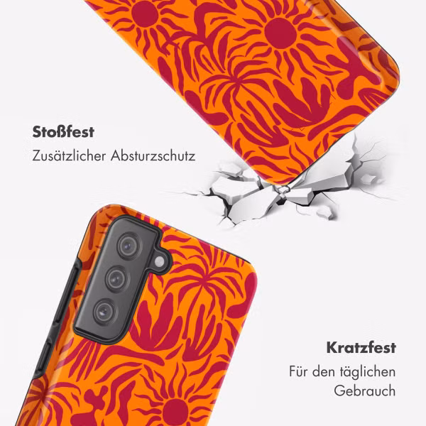 Selencia Vivid Tough Back Cover für das Samsung Galaxy S21 FE - Tropical Vibes Apricot