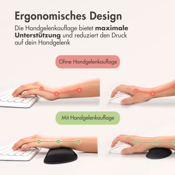 imoshion Ergonomische Handgelenkstütze – für Tastatur und Maus – Schwarz