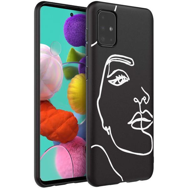 imoshion Design Hülle Samsung Galaxy A51 - Abstraktes Gesicht - Weiß