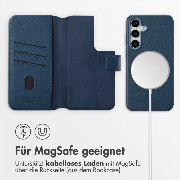 Accezz 2-in-1 Klapphülle aus Leder mit MagSafe für das Samsung Galaxy S25 Plus - Nightfall Blue