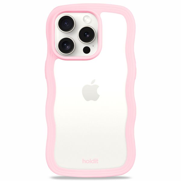 Holdit Wavy Case für das iPhone 14 Pro - Pink / Transparent