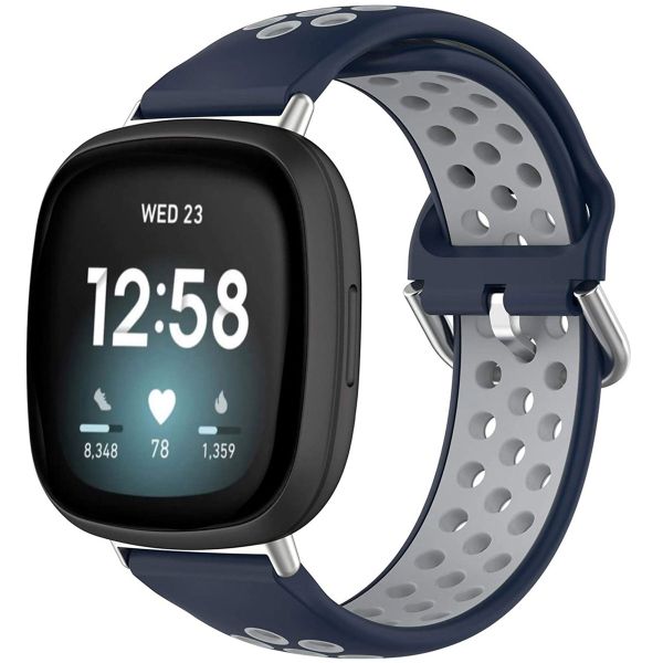 imoshion Silikonband Sport für das Fitbit Versa 4 / 3 / Sense (2) - Blau/Grau