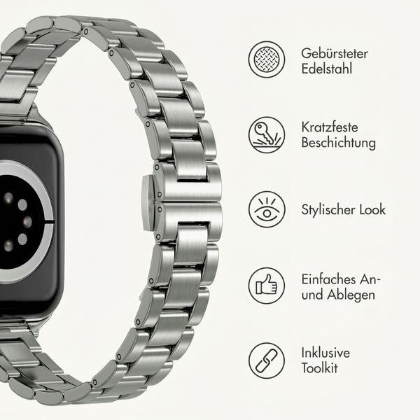 Selencia Slim Stahlgliederarmband für Apple Watch | 38/40/41/42 mm - Silber