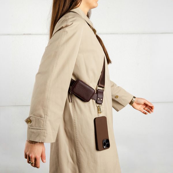 Selencia Handykette mit kleiner Tasche - Mocha Brown
