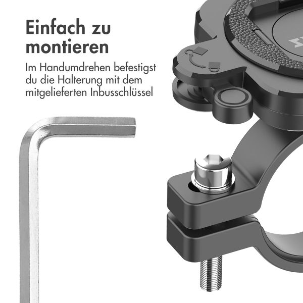 Accezz EasyLock handyhalterung Fahrrad - Inklusive Hülle für das iPhone 14 Pro - Aluminium - 360 Grad drehbar - Schwarz