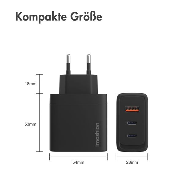 imoshion 65 Watt Ladegerät | 2x USB-C + 1x USB-A - Schwarz