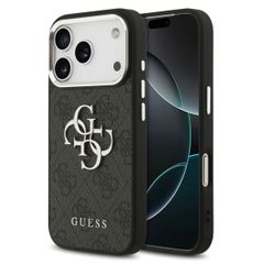 Guess 4G Metal Logo Back Cover Apple iPhone 17 Pro - Silver Edge - Black