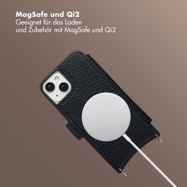 Selencia Riva Bookcase mit MagSafe und Handgelenkband Apple iPhone 14 / 13 - Schwarz