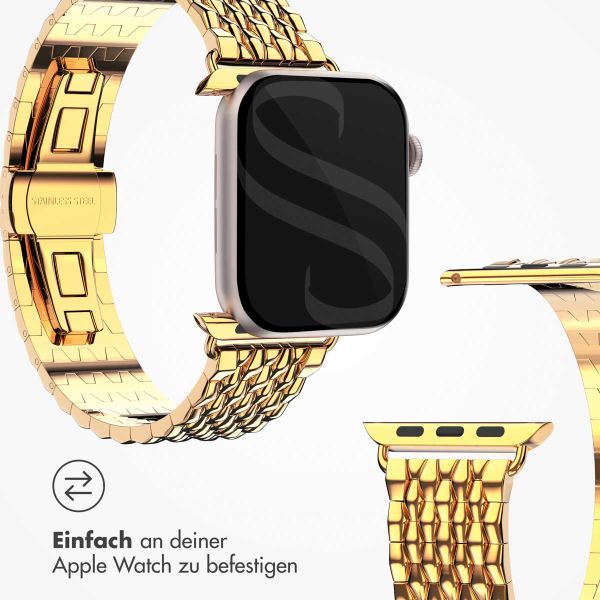 Selencia Drachenarmband aus Stahl für die Apple Watch Series 1 bis 9 / SE (38/40/41 mm) | Series 10 (42 mm) - Gold