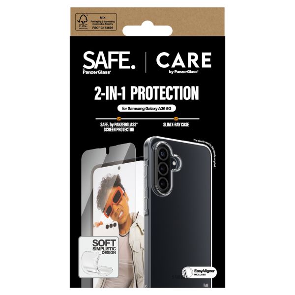 CARE by PanzerGlass Fashion Backcover XR + Ultra-Wide Fit Displayschutz mit Applikator Samsung Galaxy A36 - Transparent