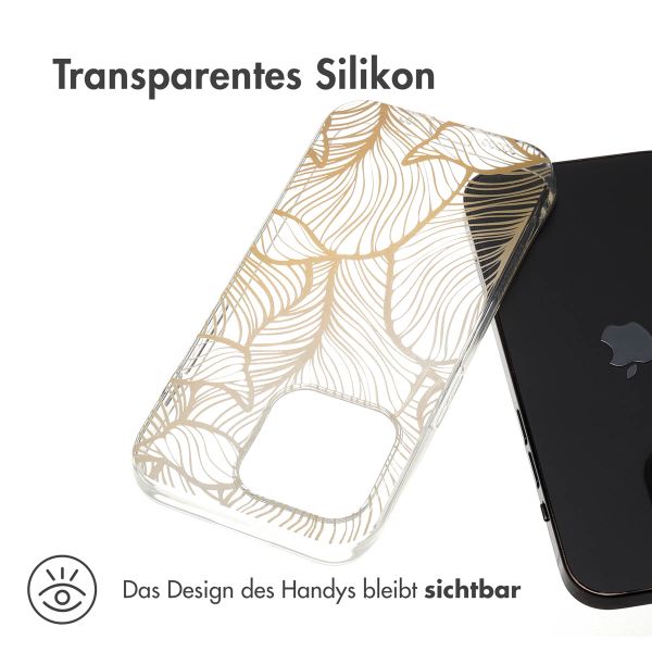 imoshion Design Hülle Apple iPhone 15 Pro - Golden Leaves Transparent
