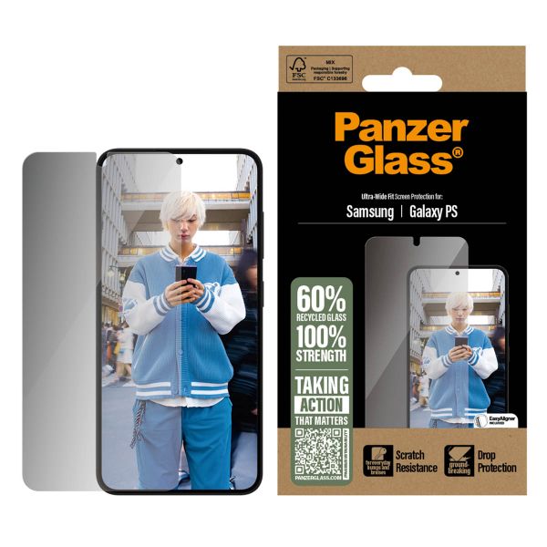 PanzerGlass Ultra Wide Fit Antibakterieller Screen Protector mit Sichtschutz inkl. Applikator Samsung Galaxy S25 Edge