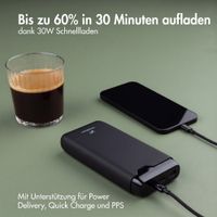 imoshion Powerbank - 27.000 mAh - Schnelles Aufladen und Power Delivery - 30W - Schwarz