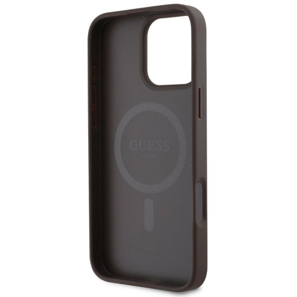 Guess 4G Metal Logo Back Cover MagSafe für das iPhone 16 Pro - Braun