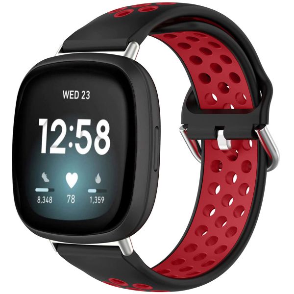 imoshion Silikonband Sport für das Fitbit Versa 4 / 3 / Sense (2) - Schwarz/Rot