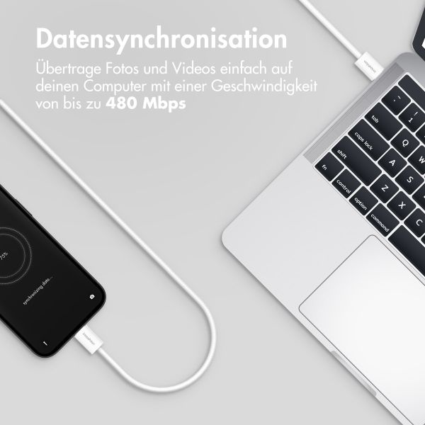 imoshion USB-C-zu-USB-C-Kabel – Geflochten – 2 Meter – Weiß