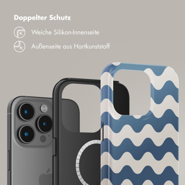 Selencia Vivid Tough Back Cover mit MagSafe für das iPhone 15 Pro - Wave Vibes Classic Blue