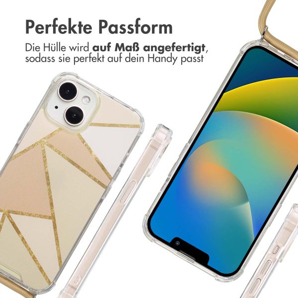 imoshion Design Hülle mit Band Apple iPhone 15 - Beige Graphic