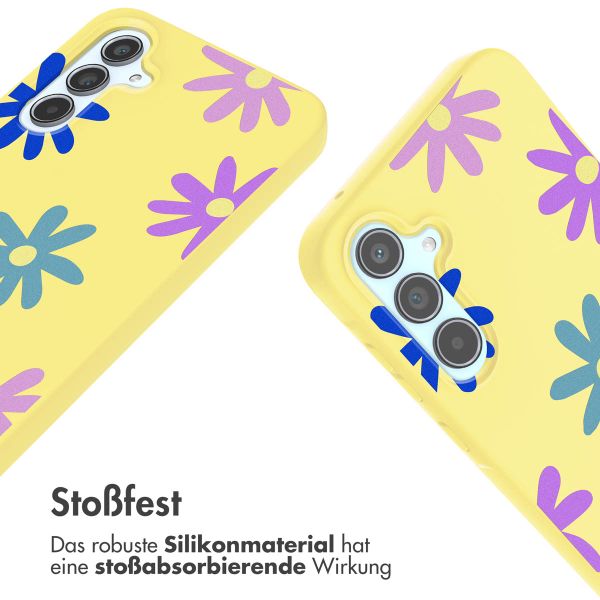 imoshion Silikonhülle design mit Band für das Samsung Galaxy A55 - Yellow Flower Distance