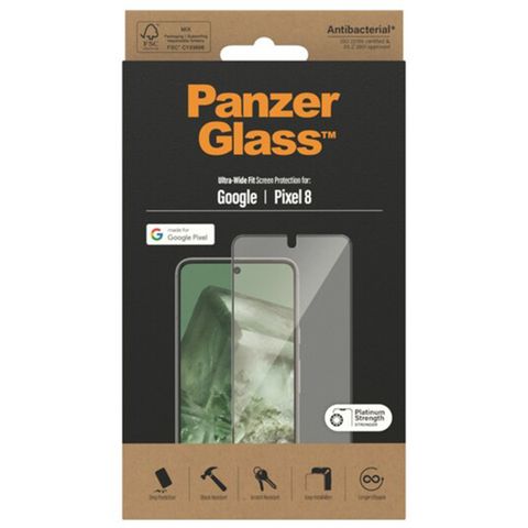 PanzerGlass Ultra-Wide Fit Antibakterieller Displayschutz für das Google Pixel 8