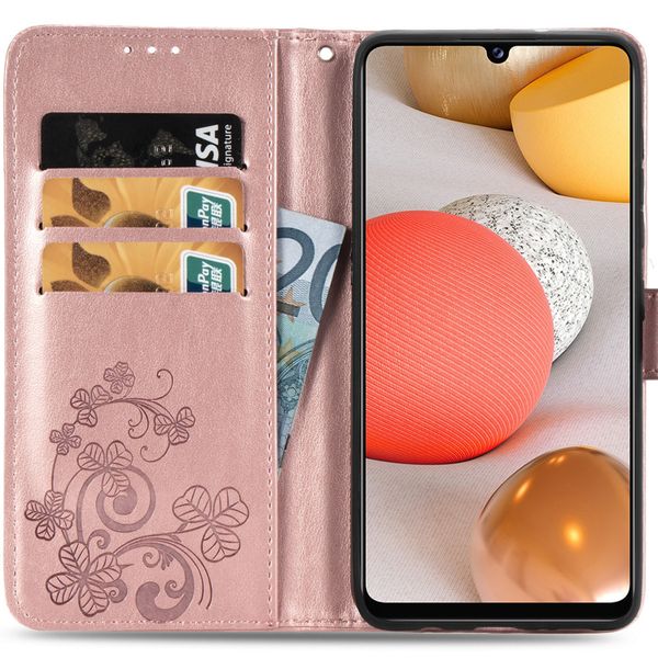 Kleeblumen Klapphülle Samsung Galaxy A42 - Roségold