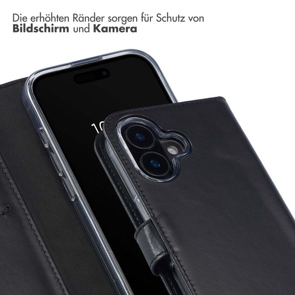 Selencia Echtleder Klapphülle Apple iPhone 16 - Schwarz