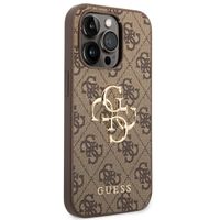 Guess 4G Metal Logo Back Cover Apple iPhone 15 Pro - Braun